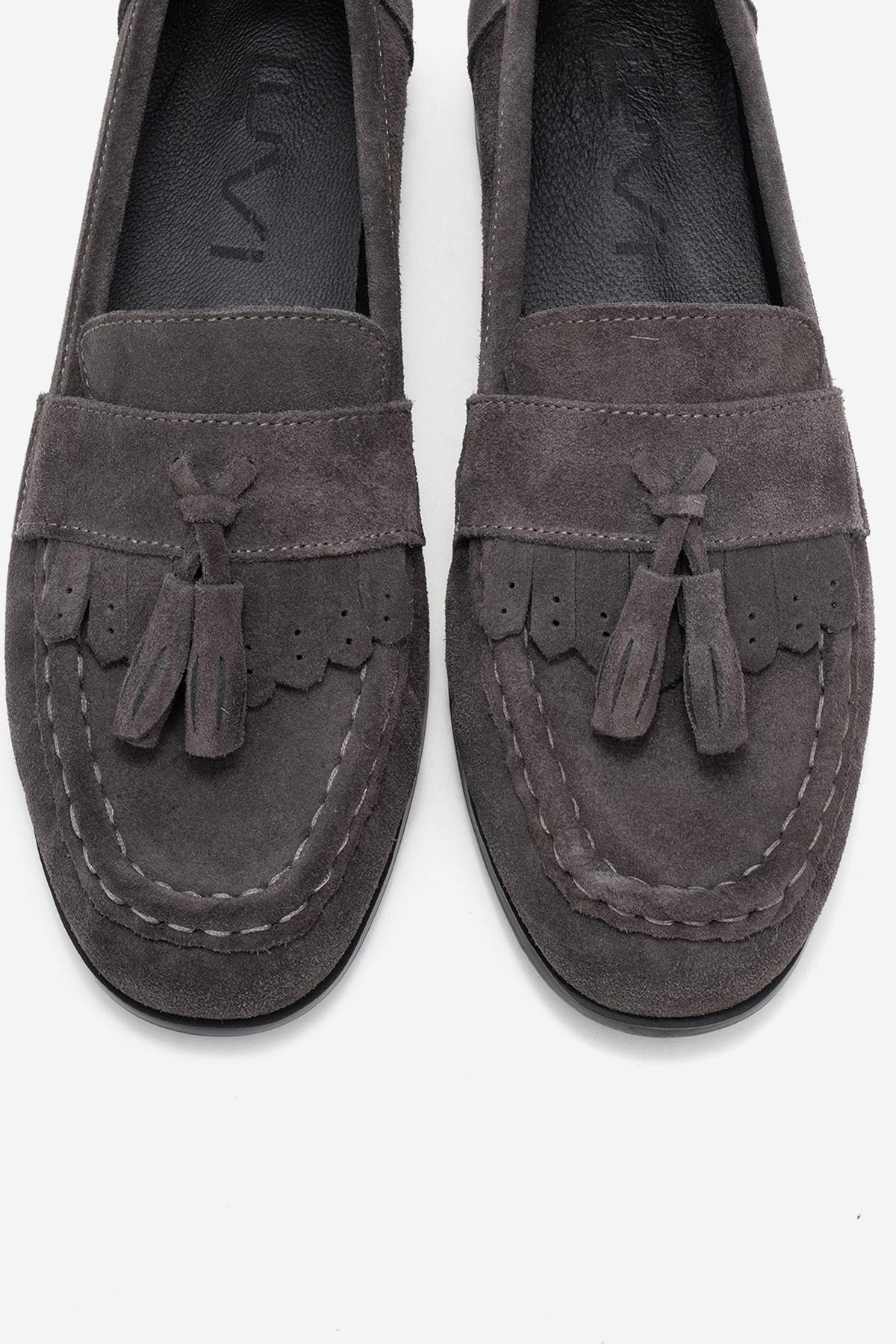 Lupen - Mocasín con borlas de ante gris (mujer)