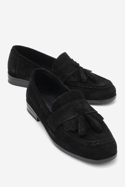 Lupen - Mocasín de borlas en ante negro (Mujer)
