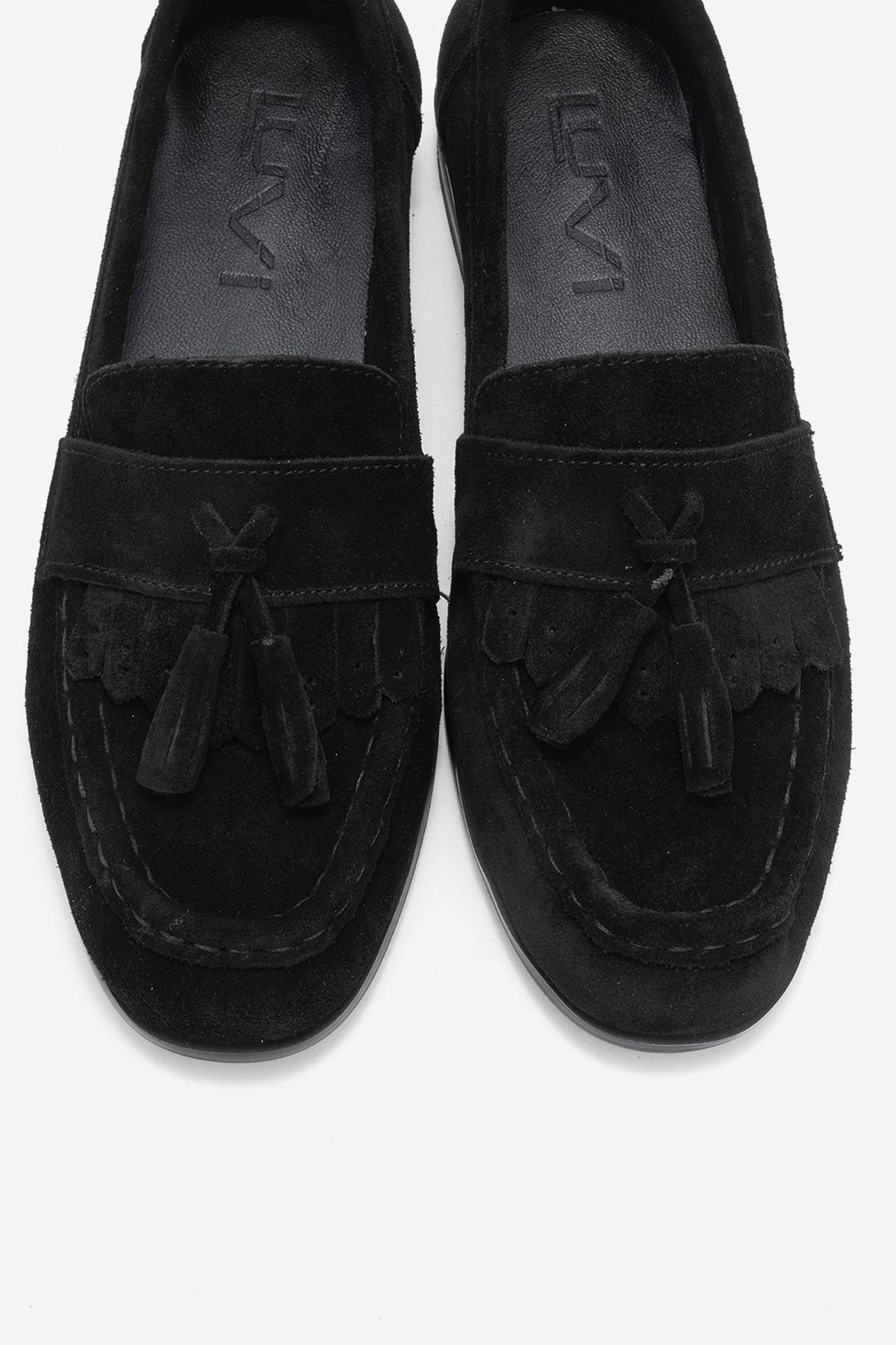 Lupen - Mocasín de borlas en ante negro (Mujer)