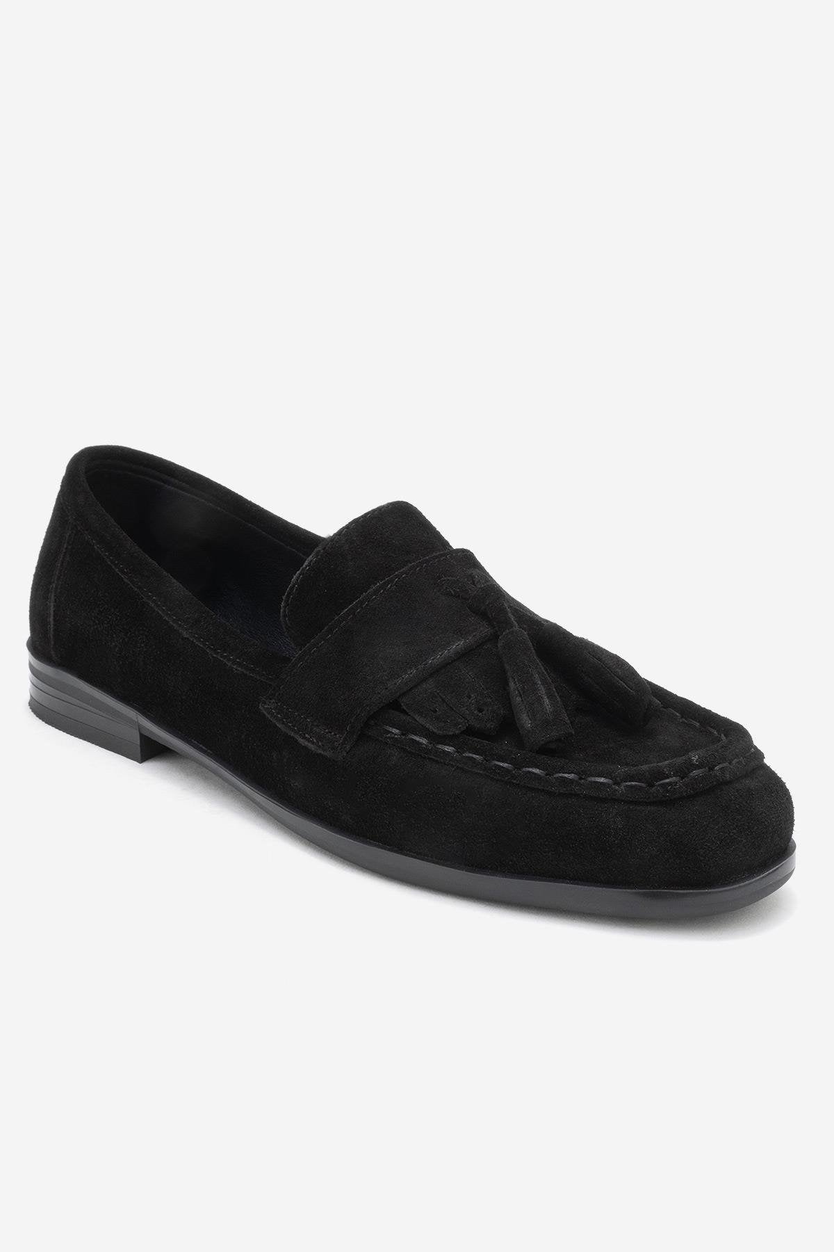 Lupen - Mocasín de borlas en ante negro (Mujer)