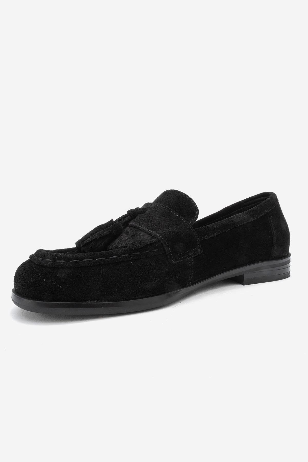 Lupen - Mocasín de borlas en ante negro (Mujer)