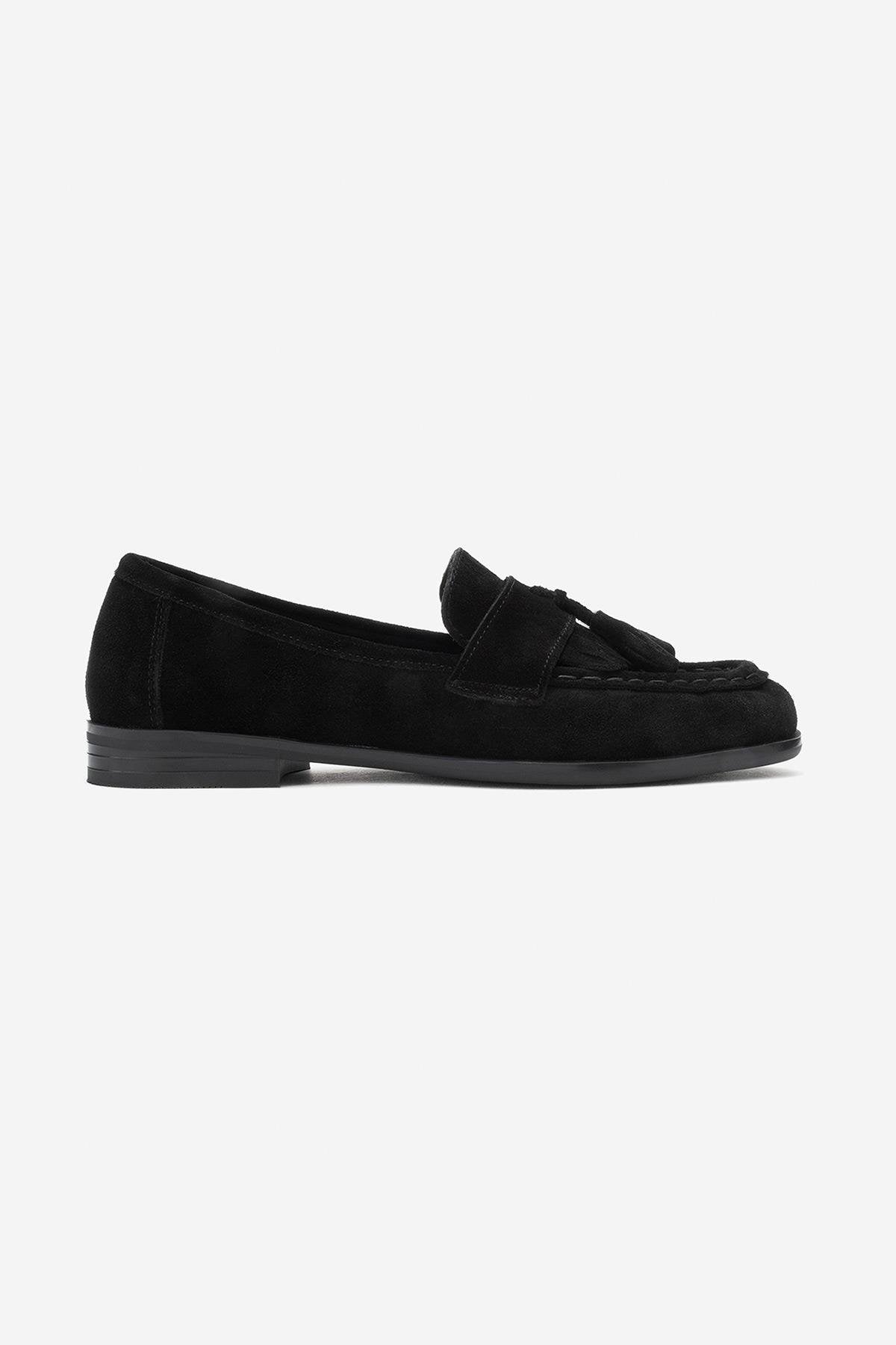 Lupen - Mocasín de borlas en ante negro (Mujer)