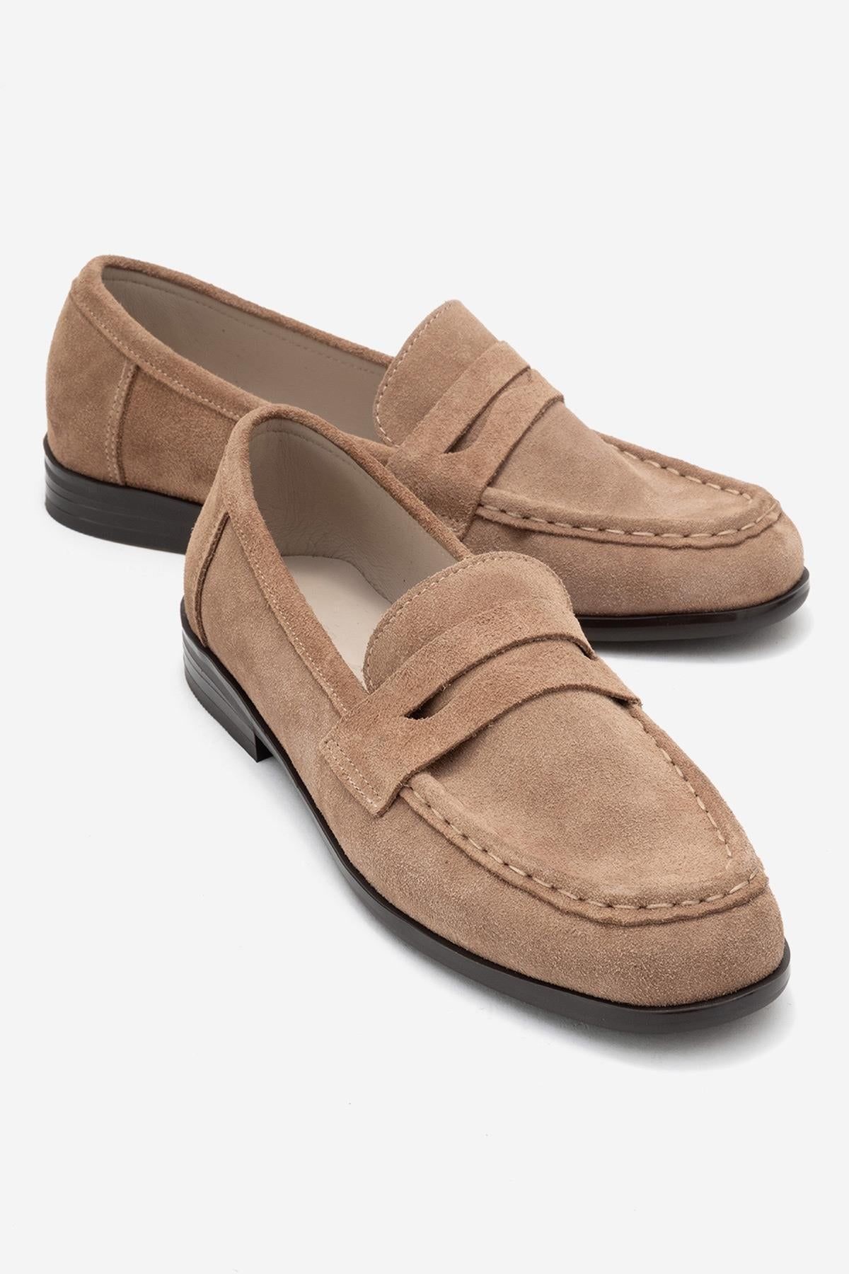 Valia - Mocasín de cuero de gamuza coñac (mujer)