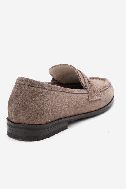 Valia - Mocasín de cuero de ante color topo (mujer)