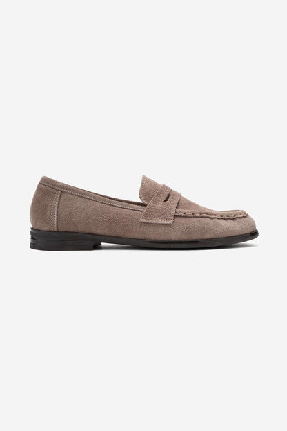 Valia - Mocasín de cuero de ante color topo (mujer)