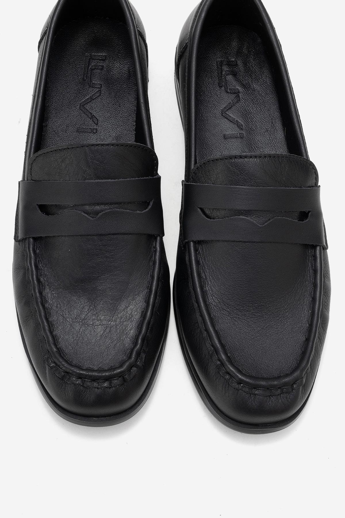 Valia - Mocasín de cuero negro (Mujer)