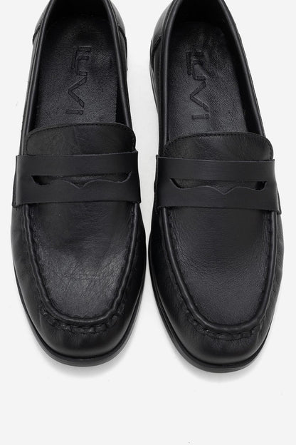 Valia - Mocasín de cuero negro (Mujer)