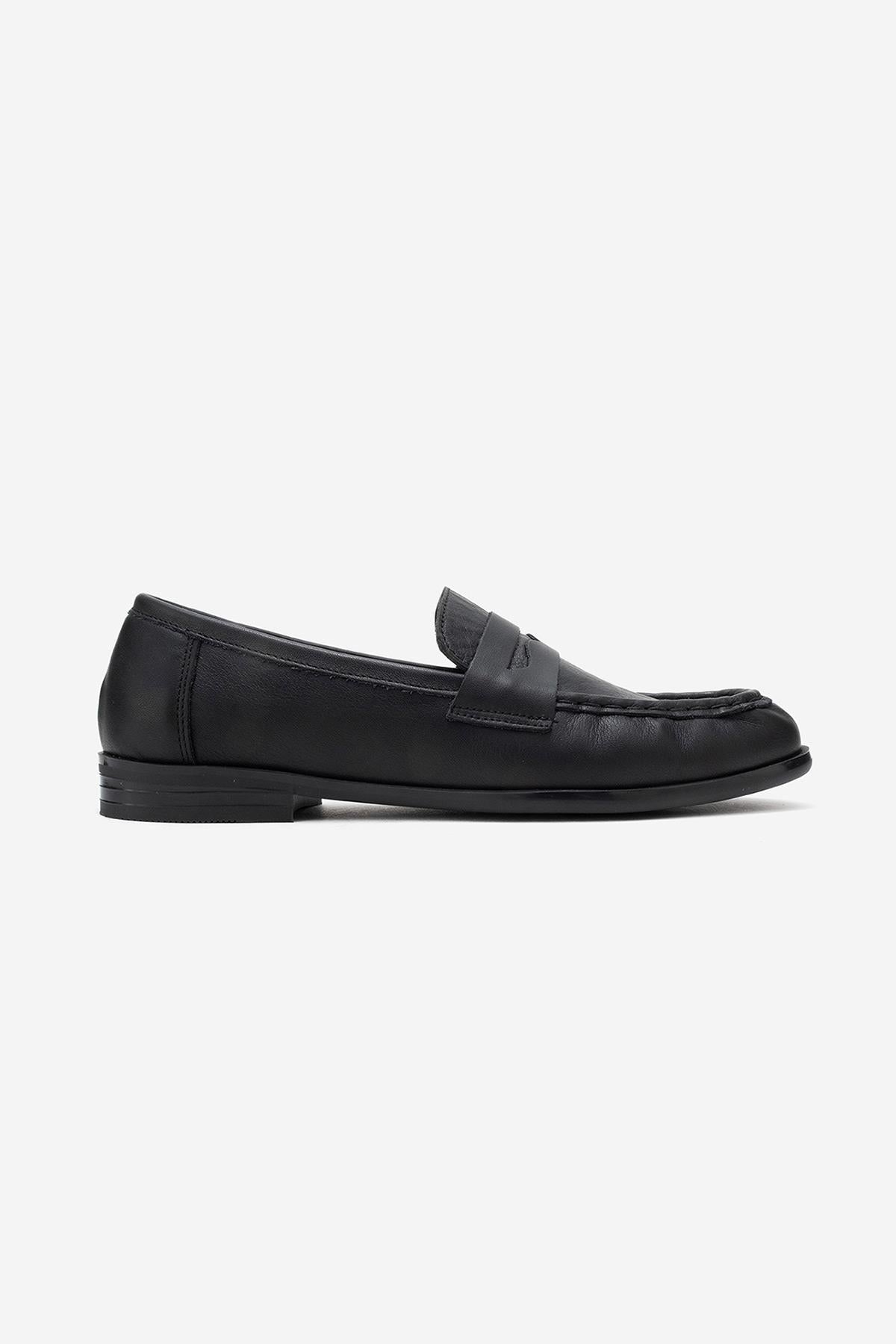 Valia - Mocasín de cuero negro (Mujer)