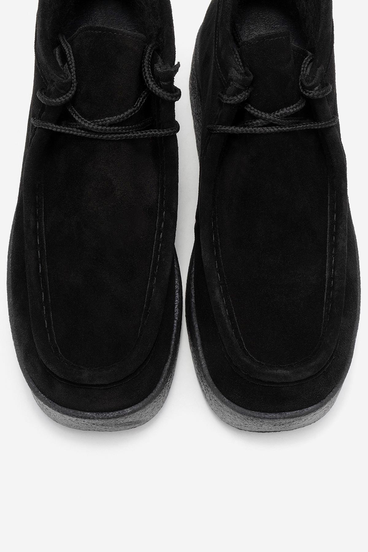 Melia - Bota de plataforma de cuero de gamuza negra (Mujer)
