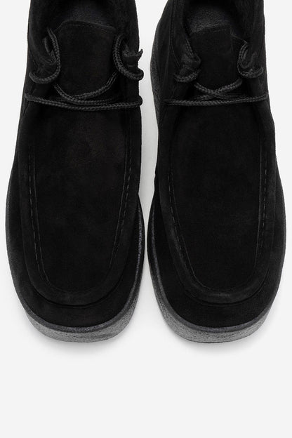 Melia - Bota de plataforma de cuero de gamuza negra (Mujer)