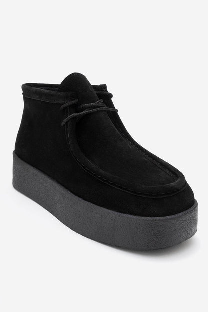 Melia - Bota de plataforma de cuero de gamuza negra (Mujer)