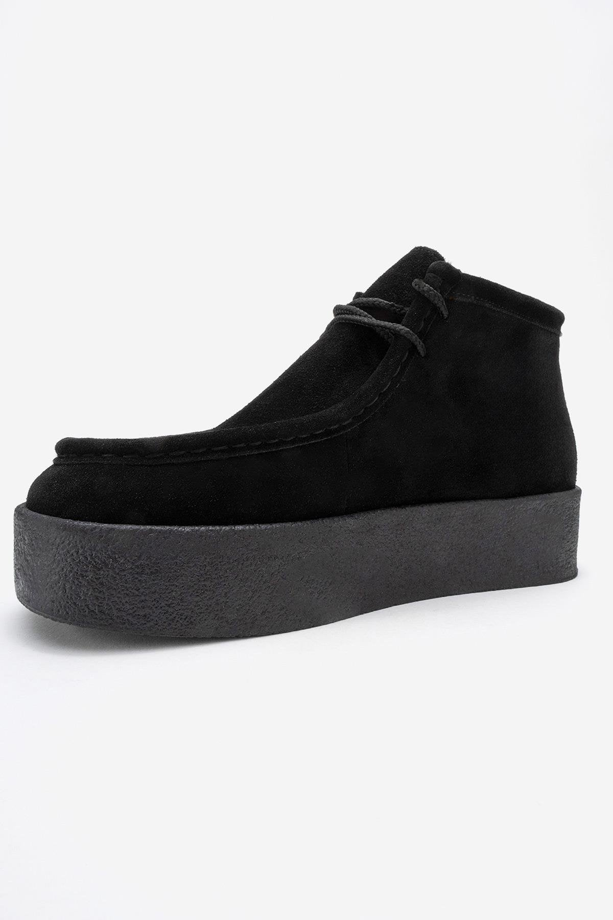 Melia - Bota de plataforma de cuero de gamuza negra (Mujer)