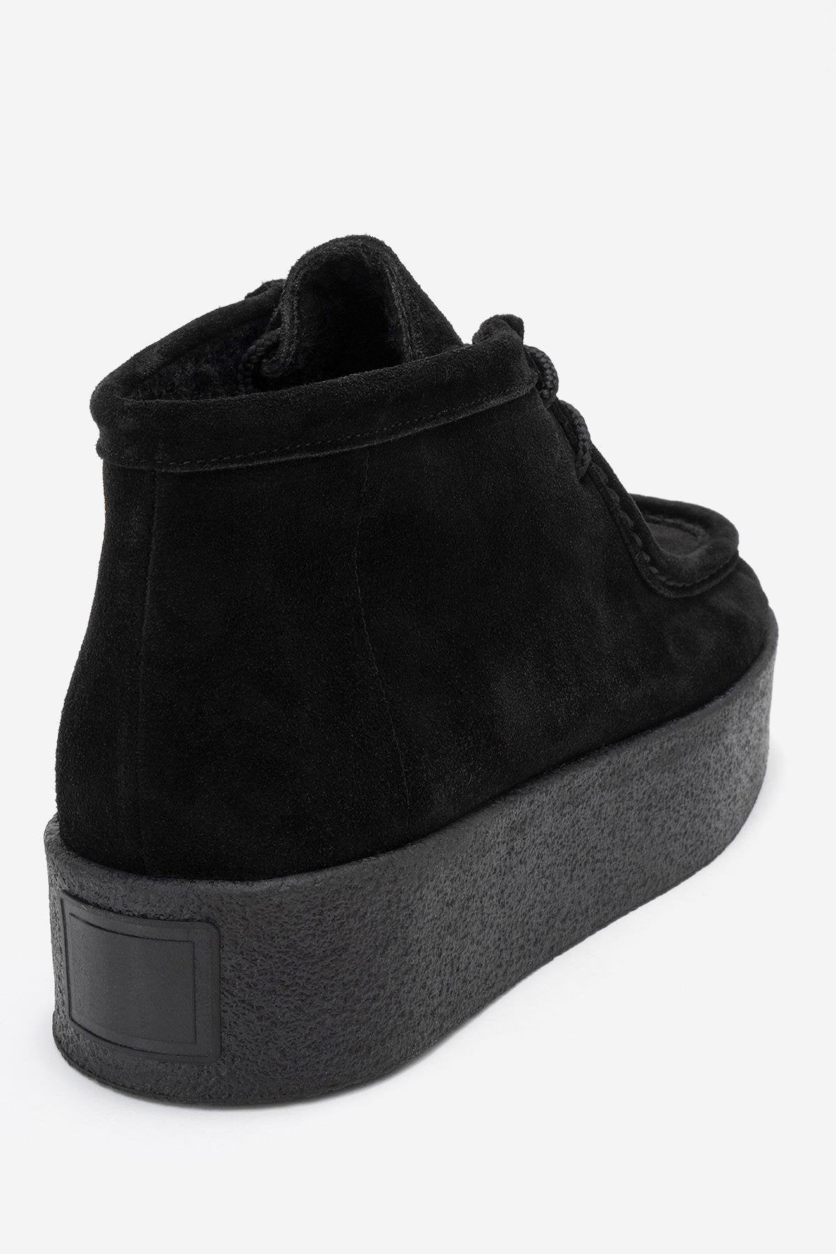 Melia - Bota de plataforma de cuero de gamuza negra (Mujer)