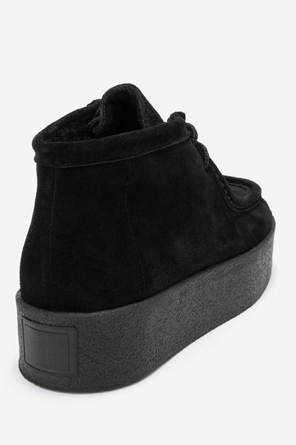 Melia - Bota de plataforma de cuero de gamuza negra (Mujer)