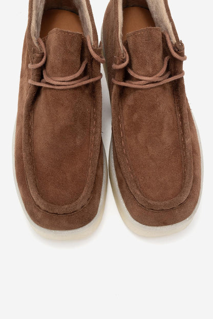 Melia - Bota de plataforma de cuero de ante color coñac (mujer)