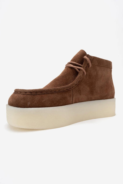 Melia - Bota de plataforma de cuero de ante color coñac (mujer)
