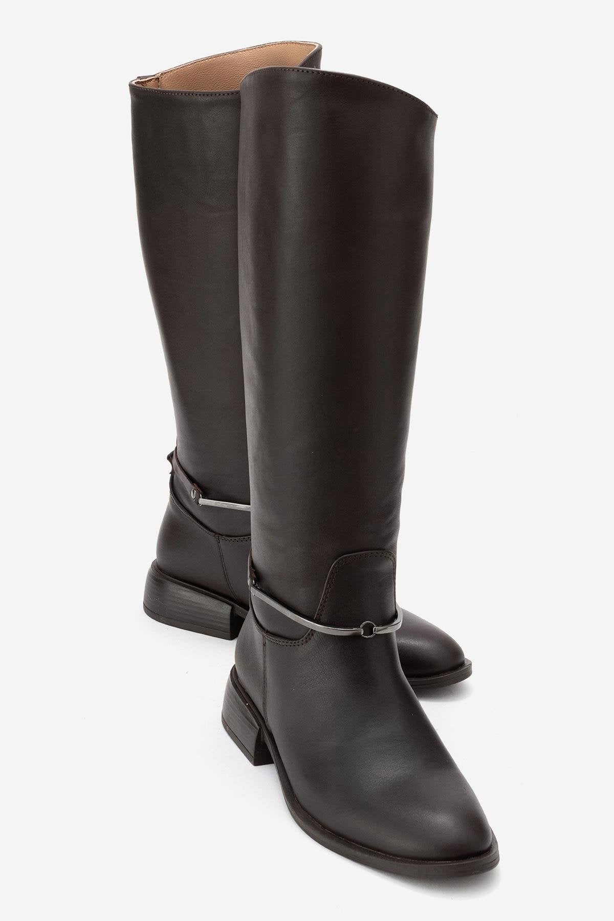 Ansel - Bota de montar de cuero marrón (Mujer)