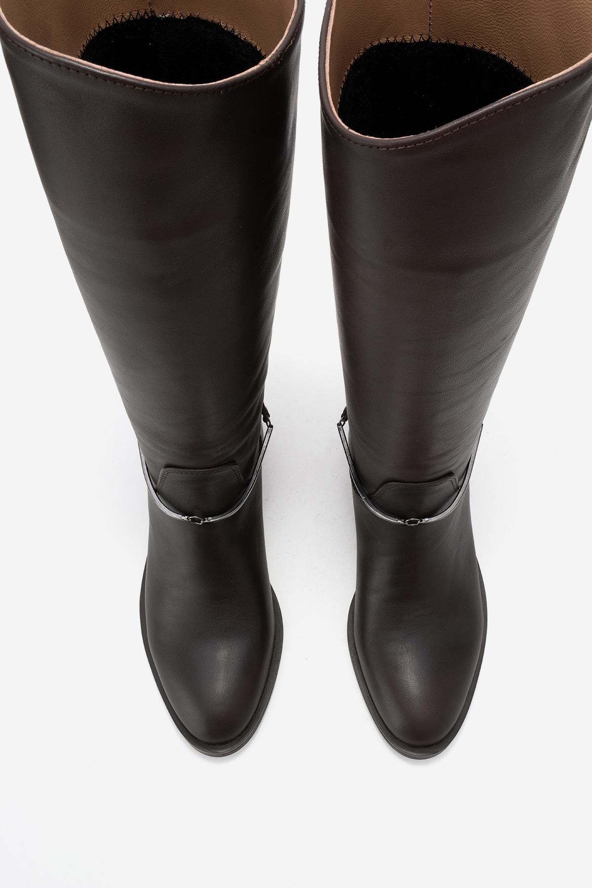 Ansel - Bota de montar de cuero marrón (Mujer)