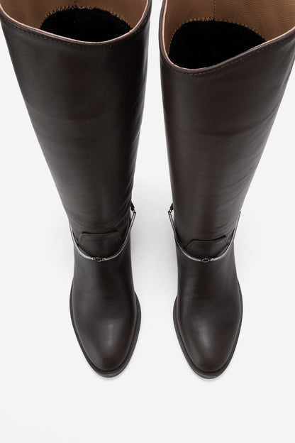 Ansel - Bota de montar de cuero marrón (Mujer)