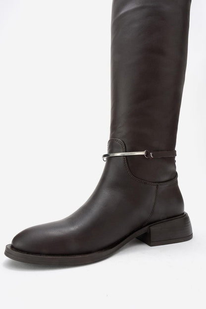 Ansel - Bota de montar de cuero marrón (Mujer)