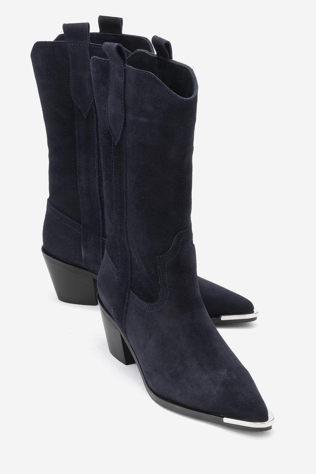 Alvi - Bota Vaquera de Ante Azul Marino (Mujer)