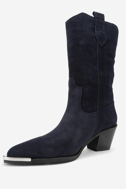 Alvi - Bota Vaquera de Ante Azul Marino (Mujer)