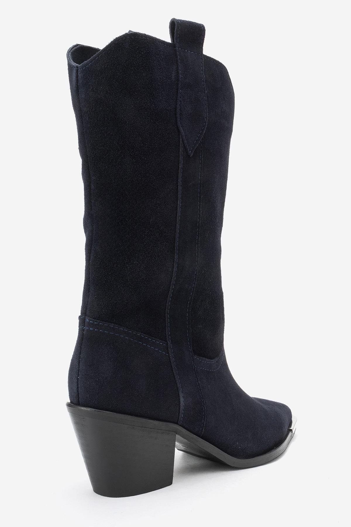 Alvi - Bota Vaquera de Ante Azul Marino (Mujer)