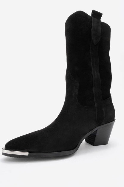 Alvi - Black Suede Leather Western Boot (Women)