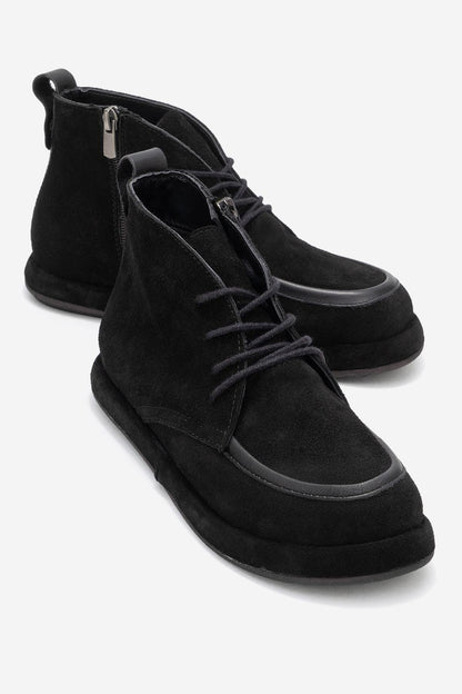Martas - Bota de cuero de gamuza negra con cremallera (Mujer)