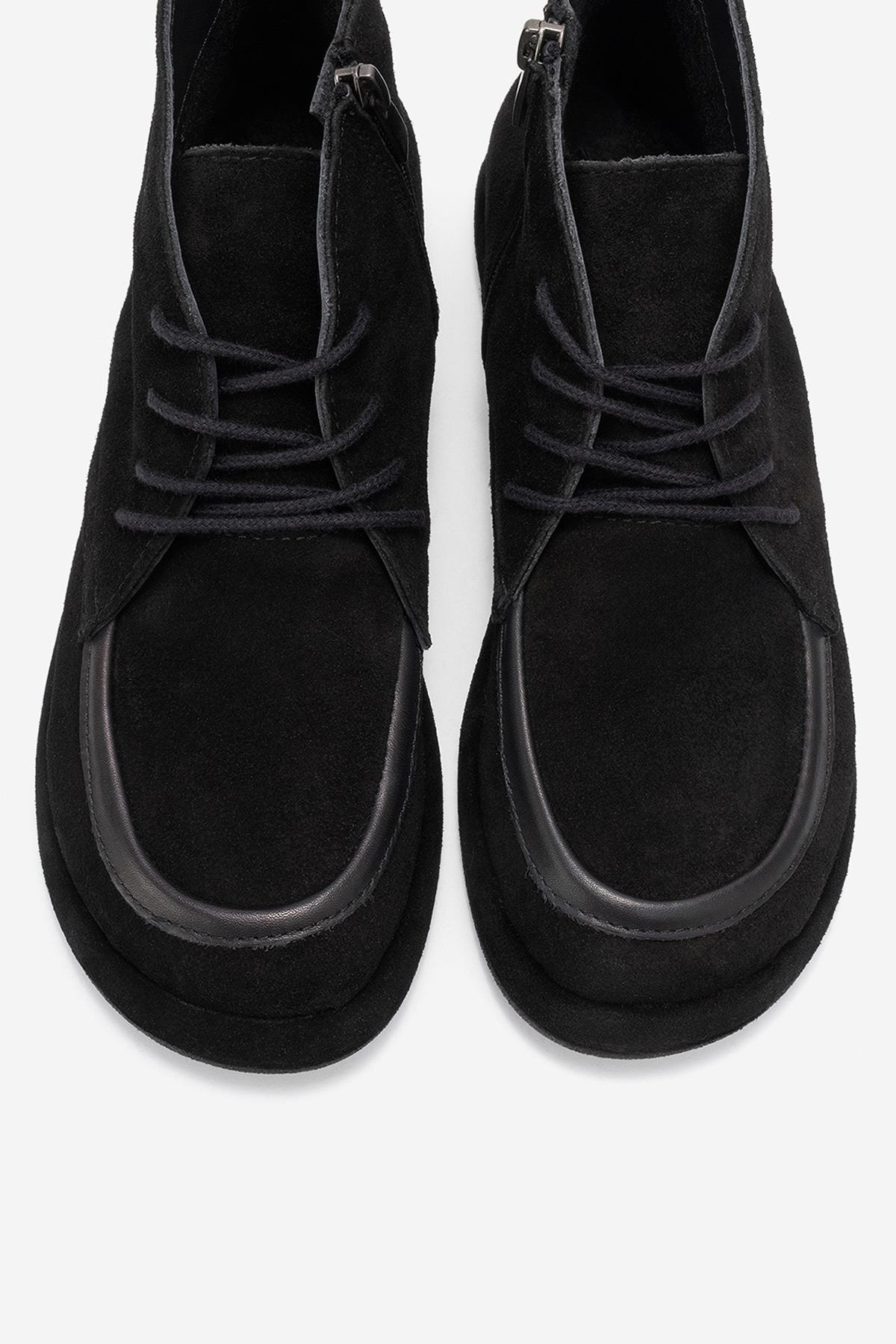 Martas - Bota de cuero de gamuza negra con cremallera (Mujer)