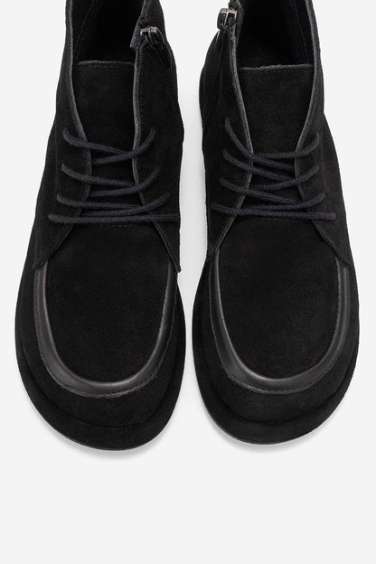 Martas - Bota de cuero de gamuza negra con cremallera (Mujer)
