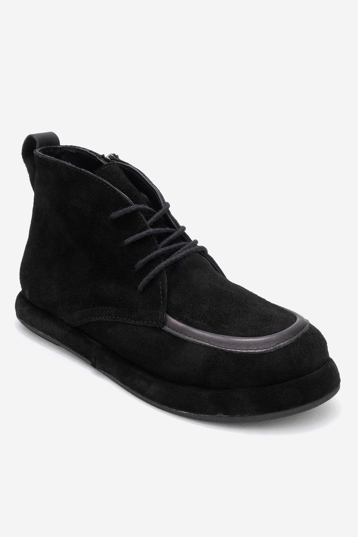 Martas - Bota de cuero de gamuza negra con cremallera (Mujer)