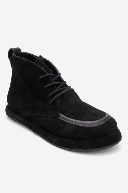 Martas - Bota de cuero de gamuza negra con cremallera (Mujer)
