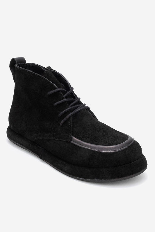 Martas - Bota de cuero de gamuza negra con cremallera (Mujer)