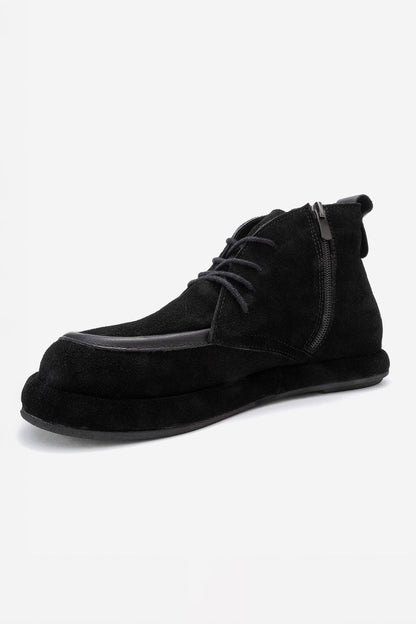 Martas - Bota de cuero de gamuza negra con cremallera (Mujer)