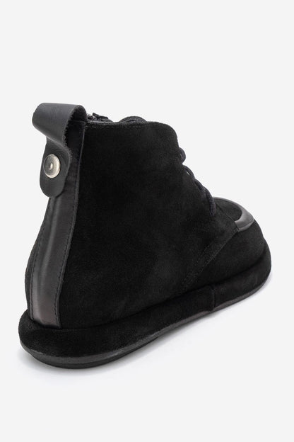 Martas - Bota de cuero de gamuza negra con cremallera (Mujer)