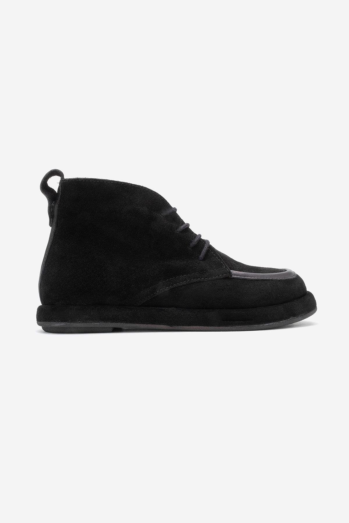 Martas - Bota de cuero de gamuza negra con cremallera (Mujer)