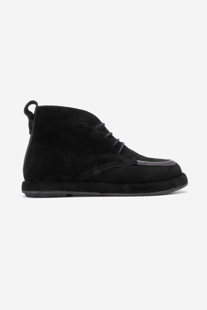 Martas - Bota de cuero de gamuza negra con cremallera (Mujer)