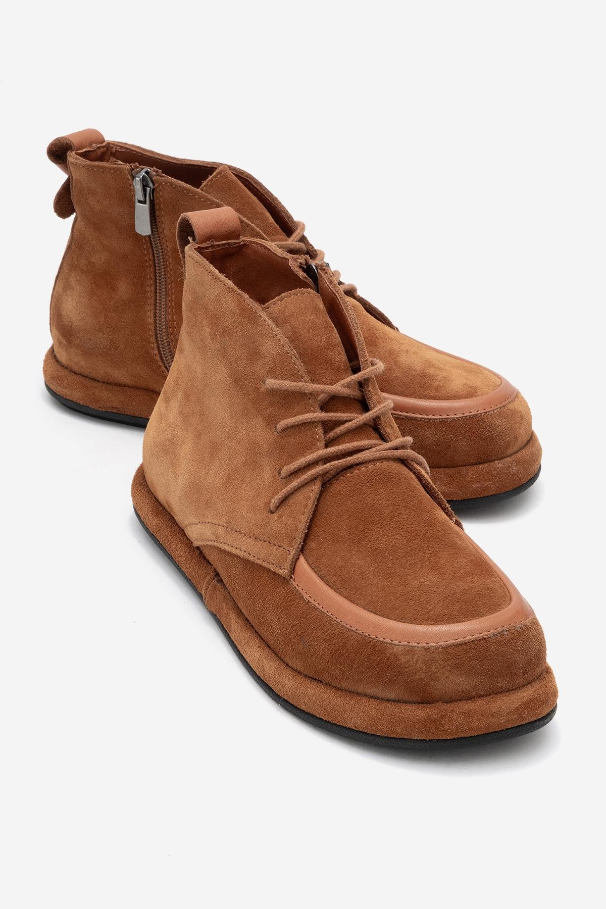 Martas - Bota de cremallera de ante coñac (Mujer)