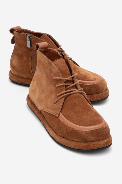Martas - Bota de cremallera de ante coñac (Mujer)