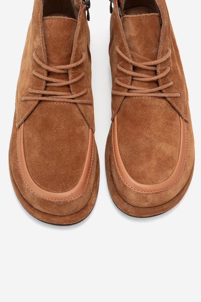 Martas - Bota de cremallera de ante coñac (Mujer)