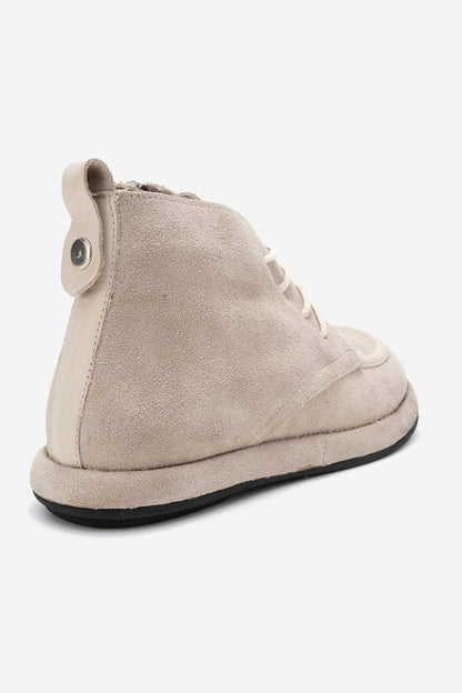 Martas - Botín de piel de ante beige con cremallera (Mujer)