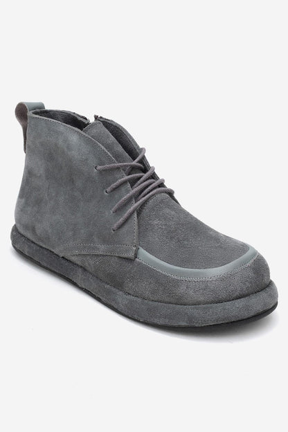 Martas - Botín de piel de ante gris con cremallera (Mujer)