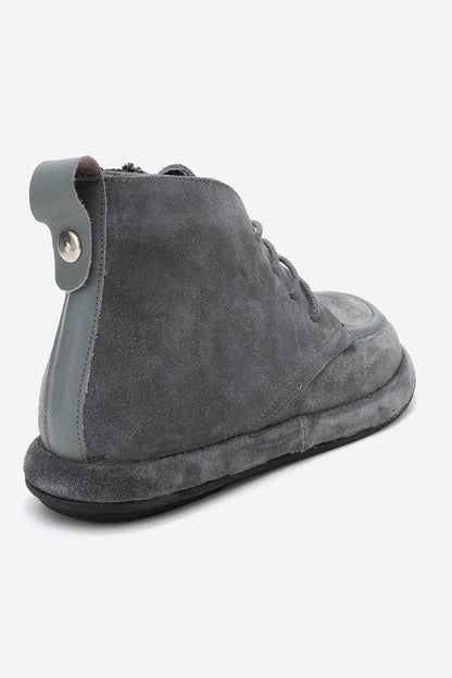 Martas - Botín de piel de ante gris con cremallera (Mujer)