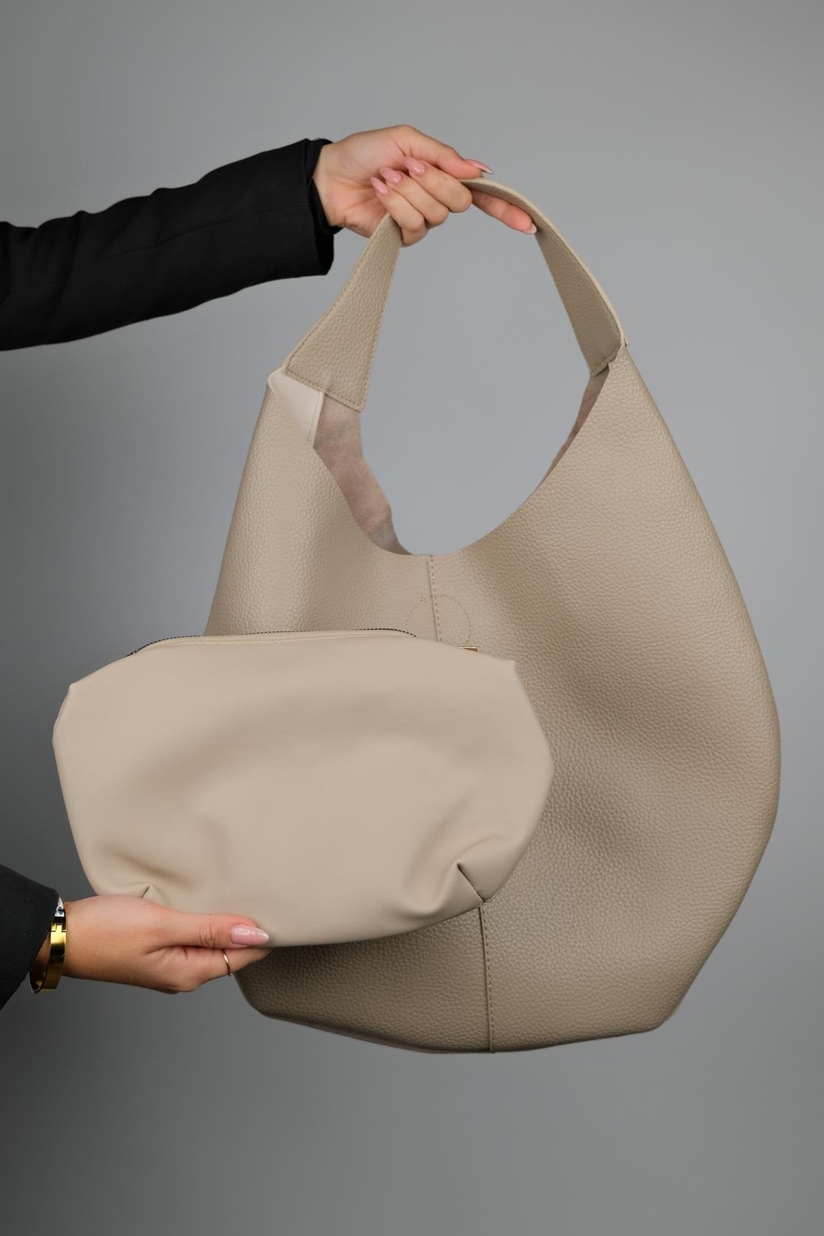 PUJA - Bolso de hombro de ante beige (Mujer)