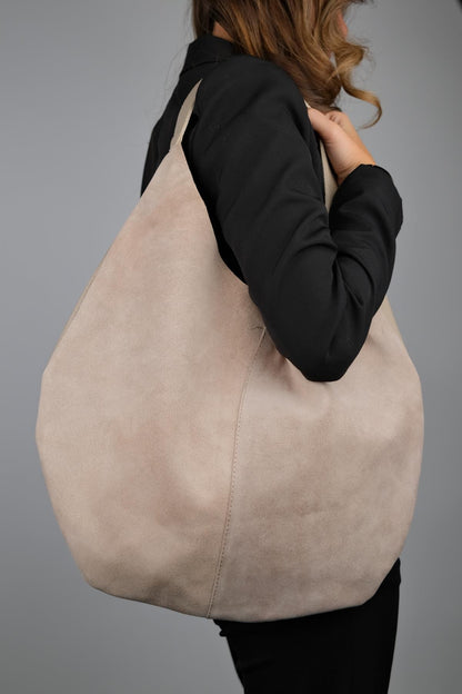 PUJA - Bolso de hombro de ante beige (Mujer)