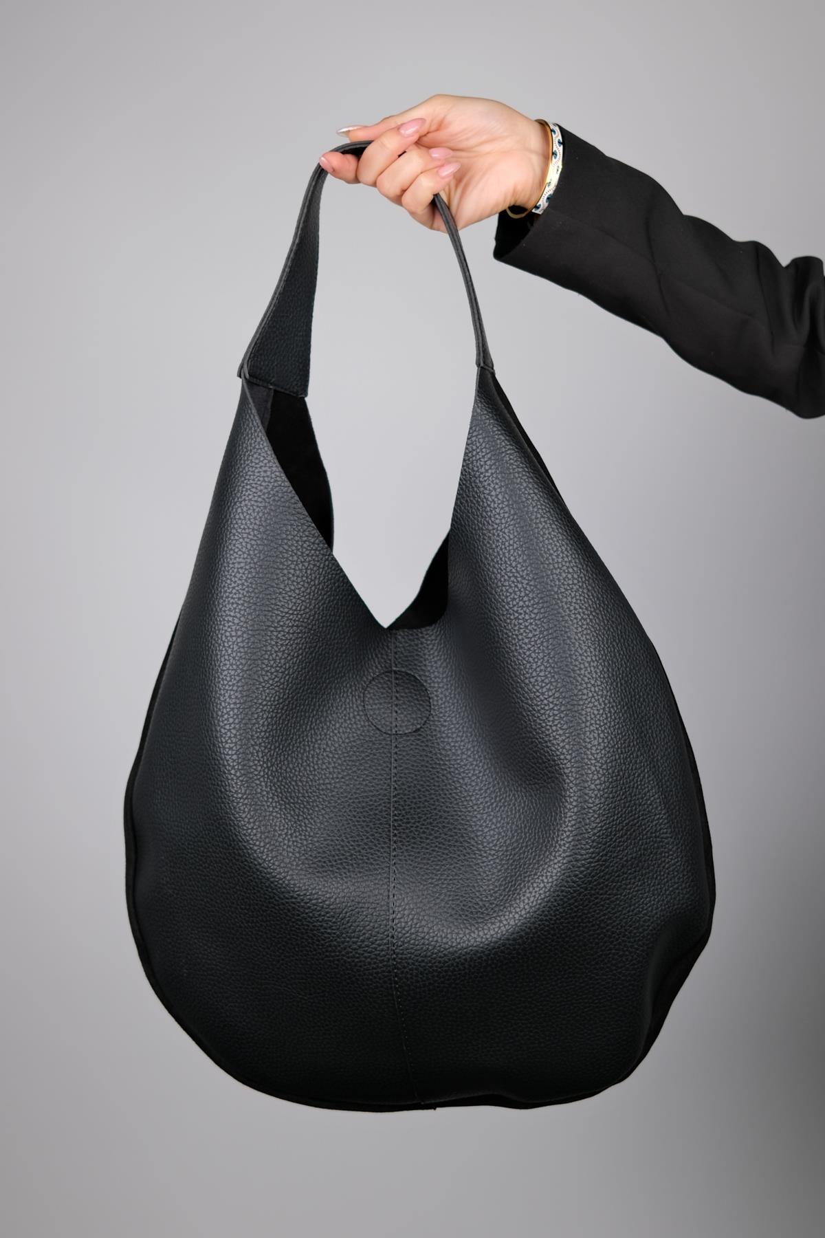 PUJA - Bolso de Hombro de Ante Negro (Mujer)