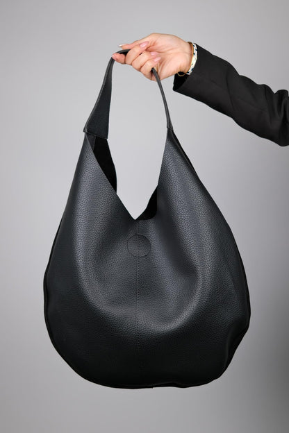 PUJA - Bolso de Hombro de Ante Negro (Mujer)