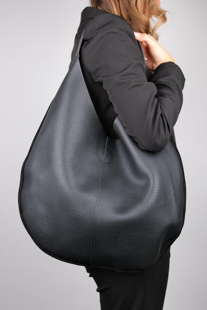 PUJA - Bolso de Hombro de Ante Negro (Mujer)