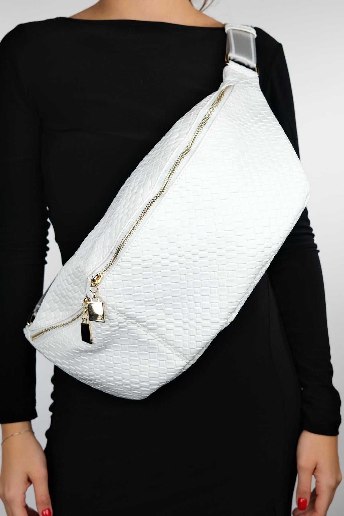 VENTA - White Genuine Leather Waist Bag (Women)